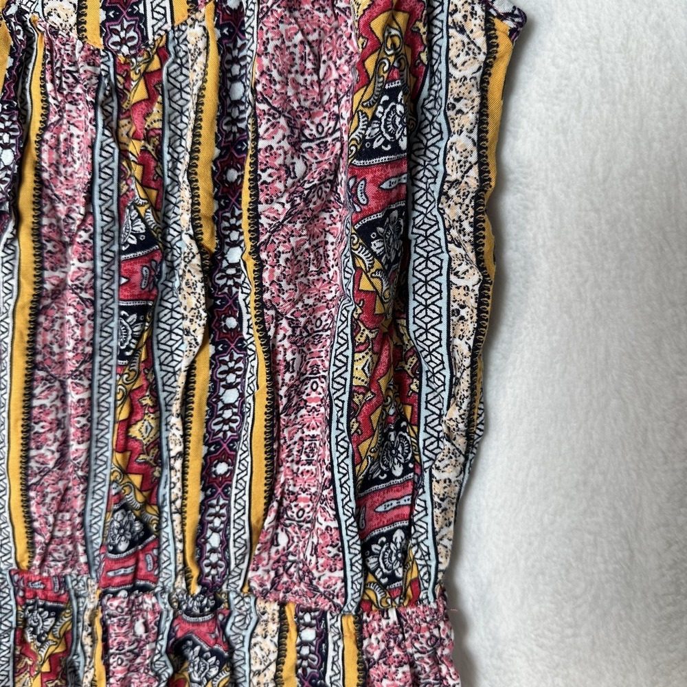 Pink Rose Vintage Jumpsuit Small S Boho Medallion Stripe Rayon Festival Wide Leg - Picture 3 of 11